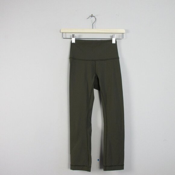 Lululemon Wunder Under Crop Women' Leggings 2 Green High Rise Luxtreme Yoga 130 - Picture 1 of 11